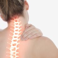 Digital composite of Highlighted spine of woman with neck pain-1